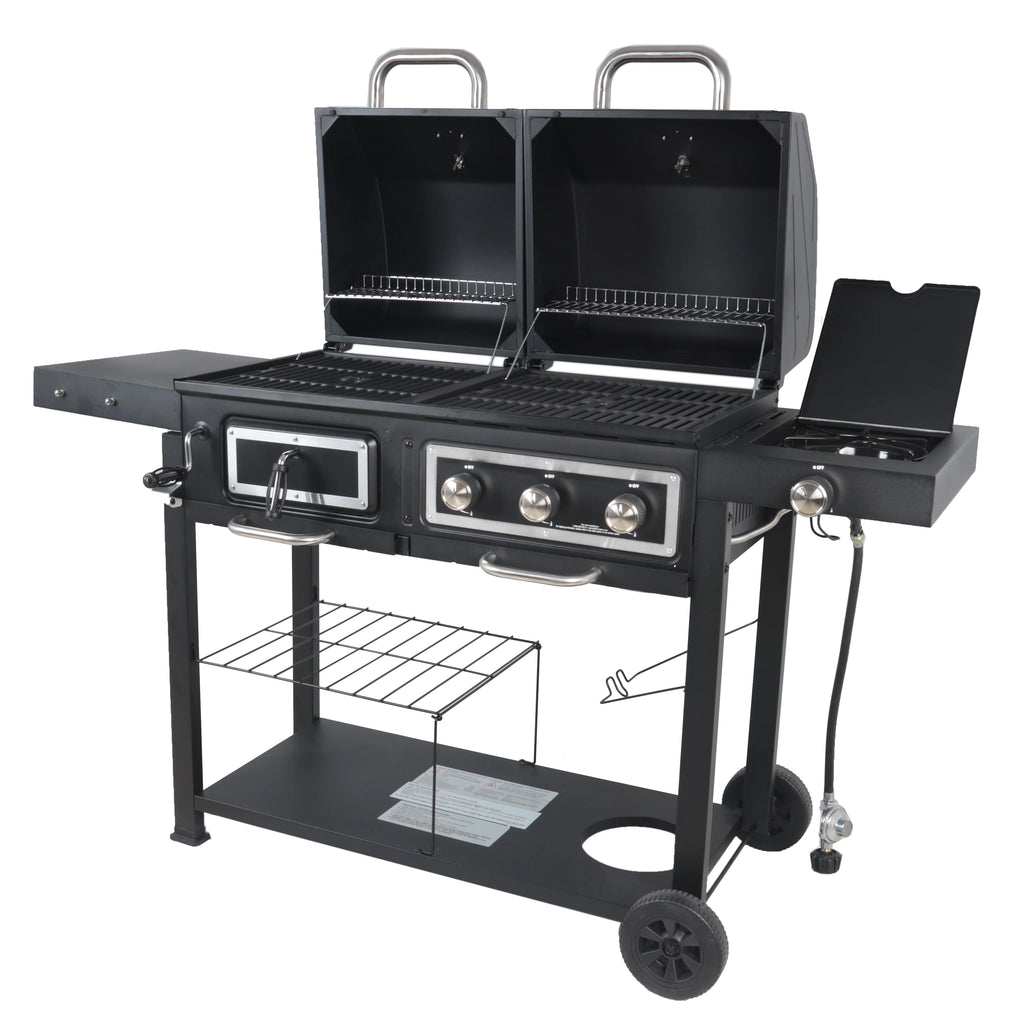 Dual Fuel Gas And Charcoal Combo Grill, Black With Stainless - GBC1793W