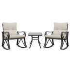 COSIEST 3 Piece Metal Bistro Set With Beige Cushions And Coffee Table