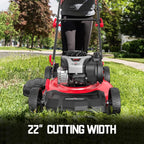 PowerSmart Self-Propelled Gas Lawn Mower 22-Inch 140cc Briggs & Stratton E550 Engine - 3-In-1 Rear-Wheel Drive