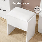 Artiss Dressing Table Set With Stool, 10 LED Bulbs, White - Debbie