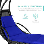 Best Choice Products Outdoor Hanging Steel Chaise Lounge Chair With Canopy, Charcoal Gray - SKY5871