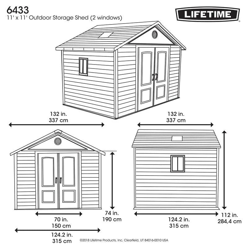 Lifetime Plastic Storage Shed 11 ft. W x 11 ft. D - 6433