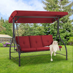 AECOJOY 3-Person Steel Canopy Porch Swing Glider Hammock