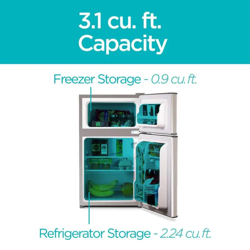 BLACK+DECKER 3.1 Cu. Ft. 2-Door Mini Fridge With True Freezer, Stainless Look - BCRDK32V