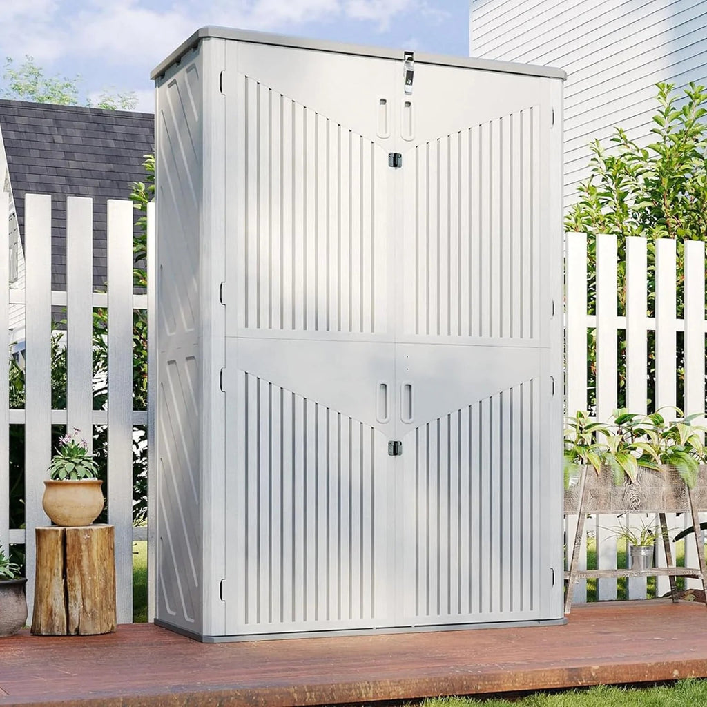 Aoxun Outdoor Storage Shed With Floor, 64-cu-ft, White
