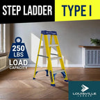Louisville Ladder Fiberglass Step Ladder, 5-Foot, 250-Pound Load Capacity, Type I - FS2005