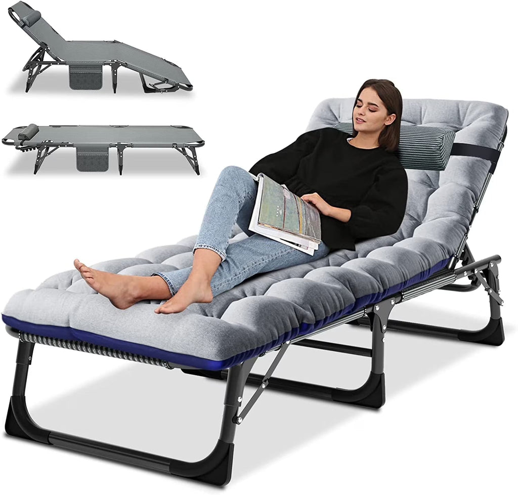 Slsy 5-Position Adjustable Folding Lounge Chair And Cot - 75.2" x 25.6" x 11.8"
