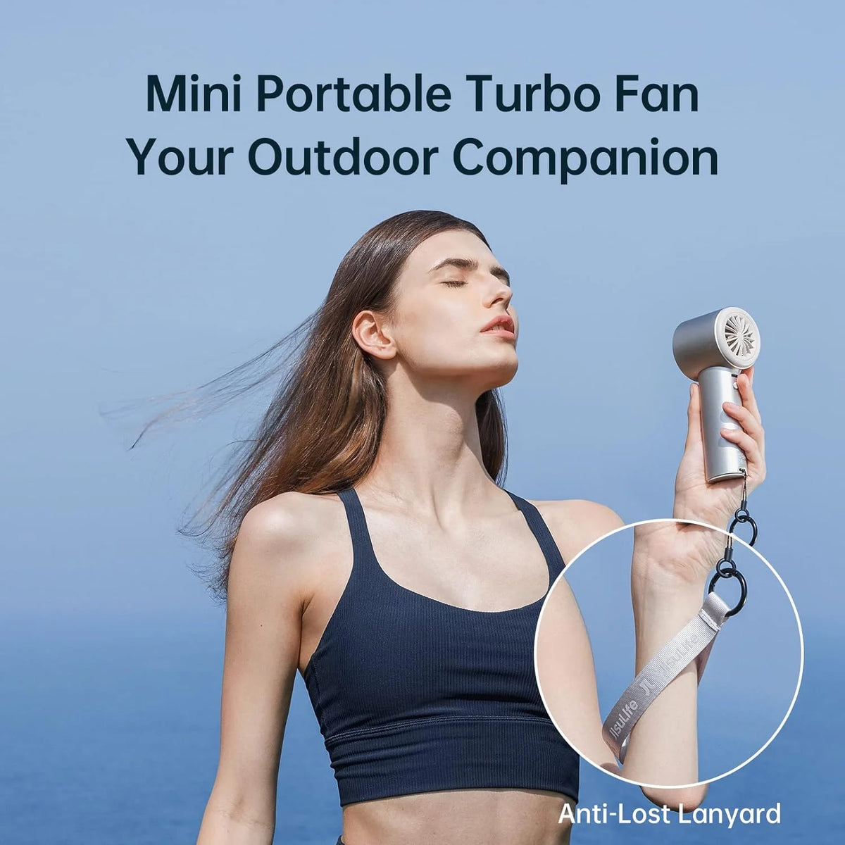 JISULIFE Handheld Turbo Fan, 5000mAh Rechargeable, 1-100 Speeds, Digital Display - Pro1S