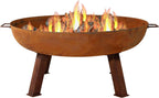 Sunnydaze Decor Rustic Cast Iron Outdoor Raised Fire Pit Bowl, 34-Inch, Rust - RCM-LG570