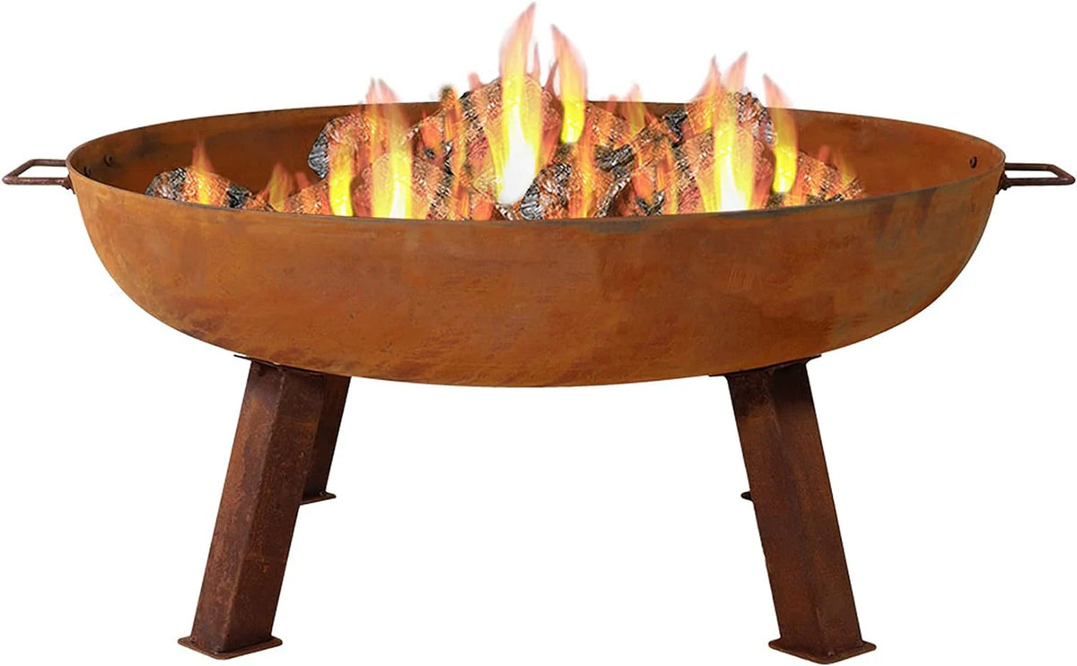 Sunnydaze Decor Rustic Cast Iron Outdoor Raised Fire Pit Bowl, 34-Inch, Rust - RCM-LG570