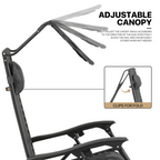 MoNiBloom Zero Gravity Reclining Chairs Set Of 2 With Canopy Shade And Headrest, Black - 330 lbs