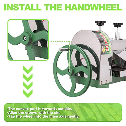 TRY YEAN Manual Sugarcane Juicer, Stainless Steel, 110LBS Per Hour, 2 Inch Inlet