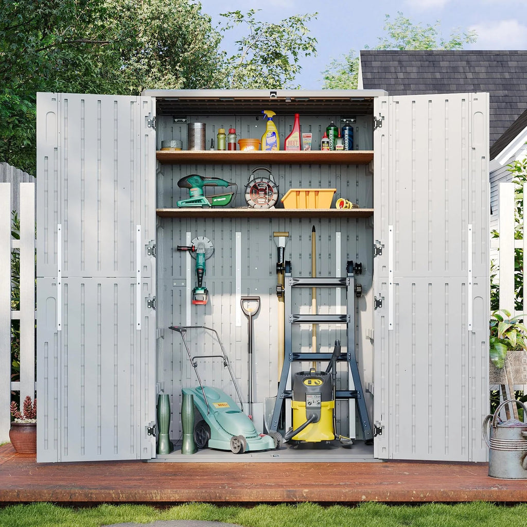 Aoxun Outdoor Storage Shed With Floor, 64-cu-ft, White