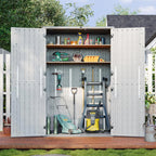 Aoxun Outdoor Storage Shed With Floor, 64-cu-ft, White