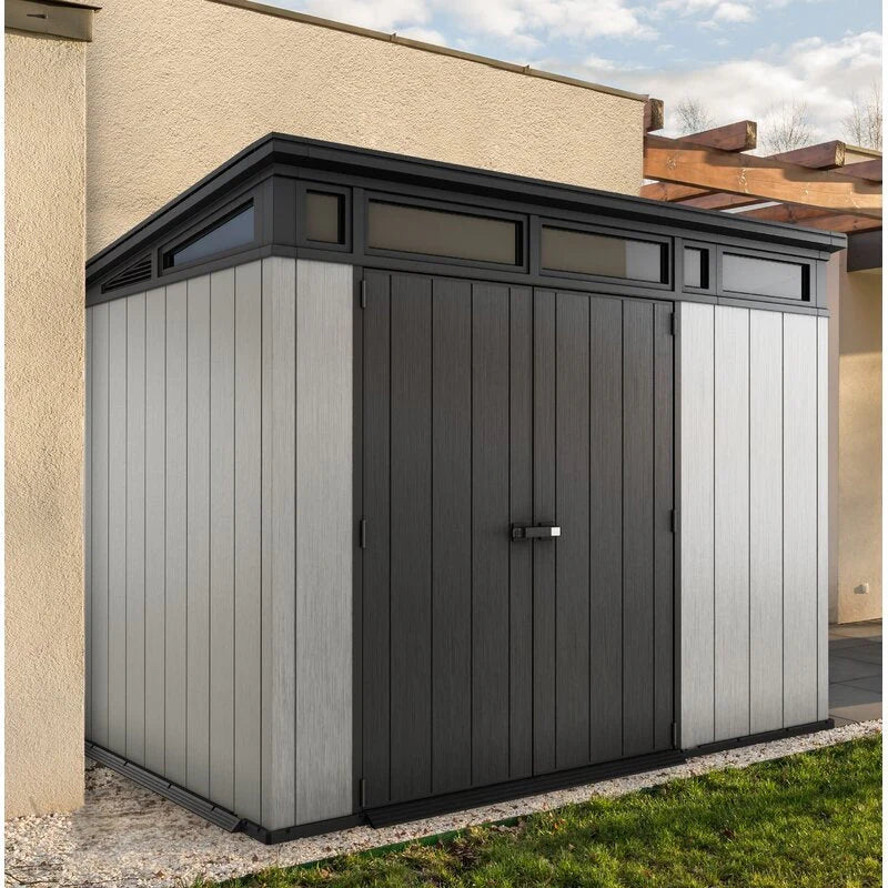 Artisan Plastic Storage Shed 9 ft W x 7.5 ft D Grey & Black - Artisan 97