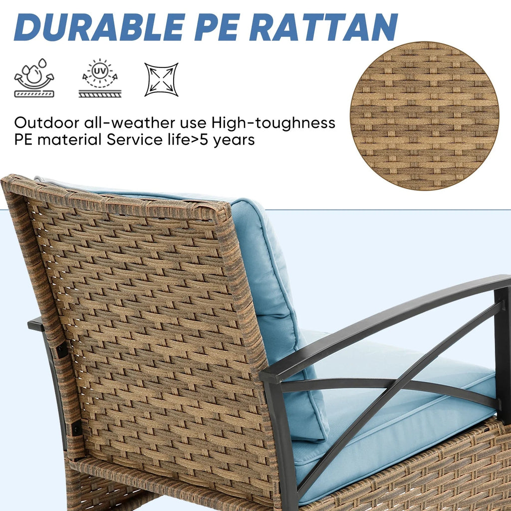 Seizeen 3-Piece Patio Conversation Set With Rocking Chairs And 2-Tier Coffee Table