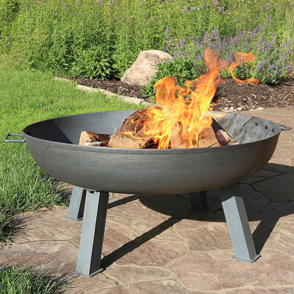 Sunnydaze Decor Rustic Cast Iron Outdoor Raised Fire Pit Bowl, 34-Inch, Rust - RCM-LG570
