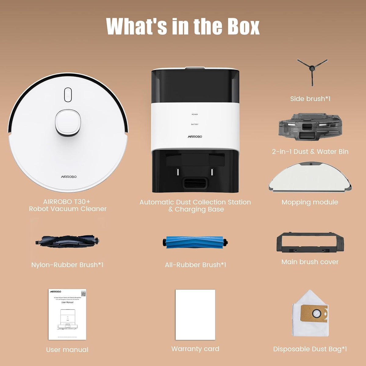 AIRROBO Robot Vacuum And Mop With Self-Emptying 75-Day Capacity