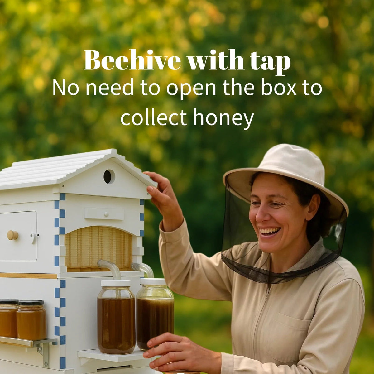 AUSHIVE Wax-Coated Cedarwood Beehive Kit With 4 Beehive Frames And 6 Brood Frames - Beige