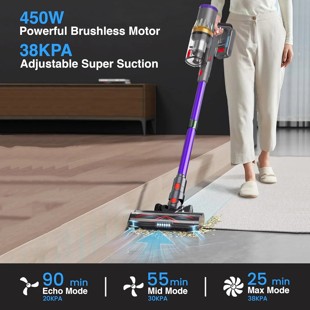 RFAQK Cordless Stick Vacuum Cleaner 38KPa 450W Up To 90 Minutes Runtime - S11 PRO