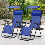 MoNiBloom Zero Gravity Reclining Chairs Set Of 2 With Canopy Shade And Headrest, Black - 330 lbs