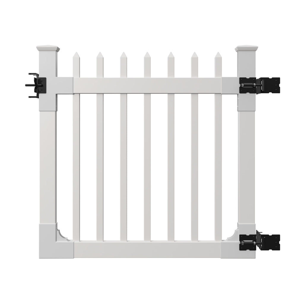 WamBam White Vinyl Picket Fence Panel Kit, 4ft H x 6ft W, 1 Panel + 1 Post - BL19101