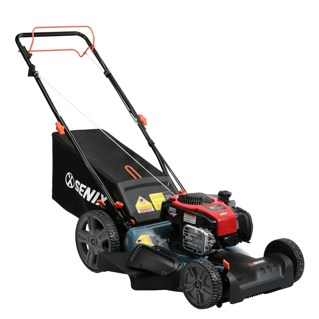 SENIX Self-Propelled Gas Lawn Mower, 21-Inch, 150 cc, 3-In-1, Blue - LSSG-M1