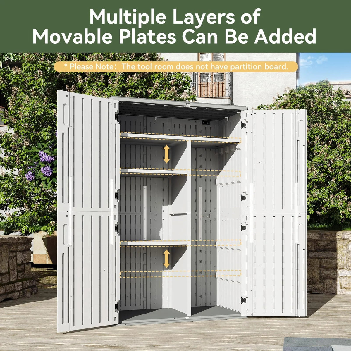 Aoxun Outdoor Storage Shed With Floor, 64-cu-ft, White