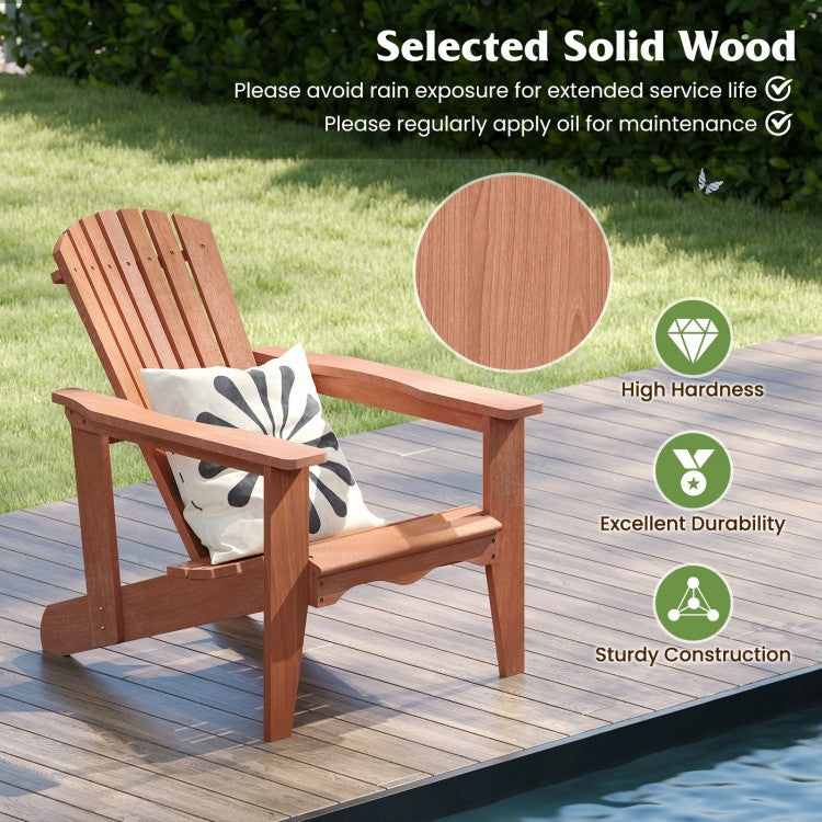 Solid Wood Adirondack Chair, Natural, 34 x 28 x 35 inch
