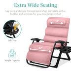 Best Choice Products Oversized Zero Gravity Folding Recliner With Removable Cushion And Side Tray - Fossil Gray