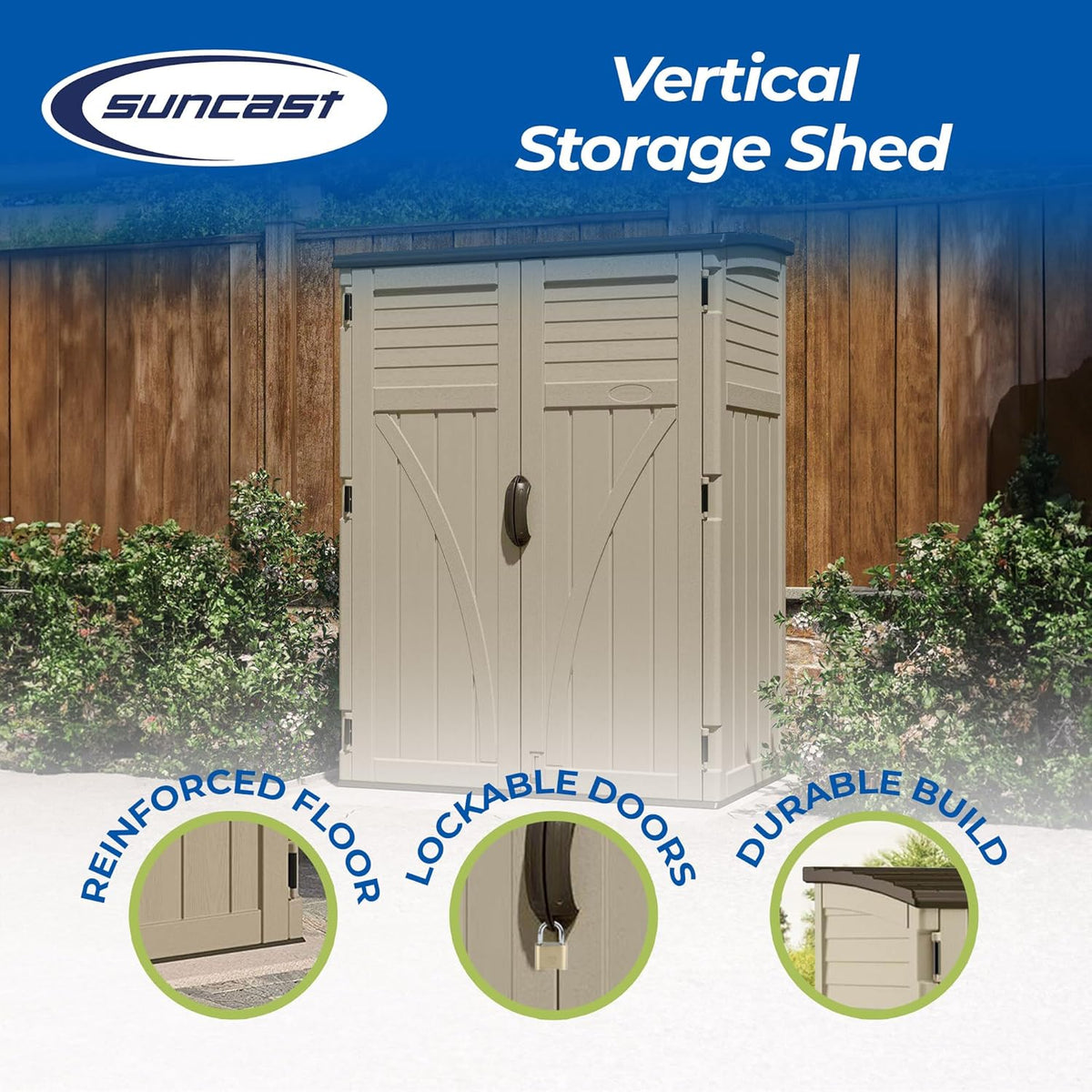 Suncast Resin Vertical Outdoor Storage Shed, 6x4, 54 cu. ft.