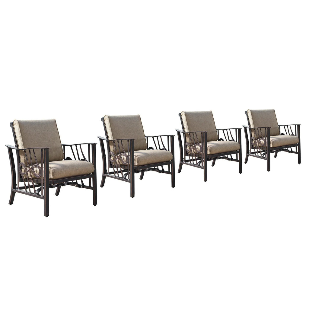 Aluminum Deep Seating Rocking Club Chairs, Antique Copper - Set Of 4