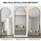Arched Full-Length Wood Floor Mirror, Black Or Gold, 65x22/71x24/71x28/71x32