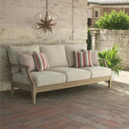 Signature Design by Ashley Clare View Outdoor Patio Eucalyptus Sofa With Cushions, Beige