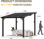 Aoxun Wall-Mounted Gazebo Awning, 8x10, Black