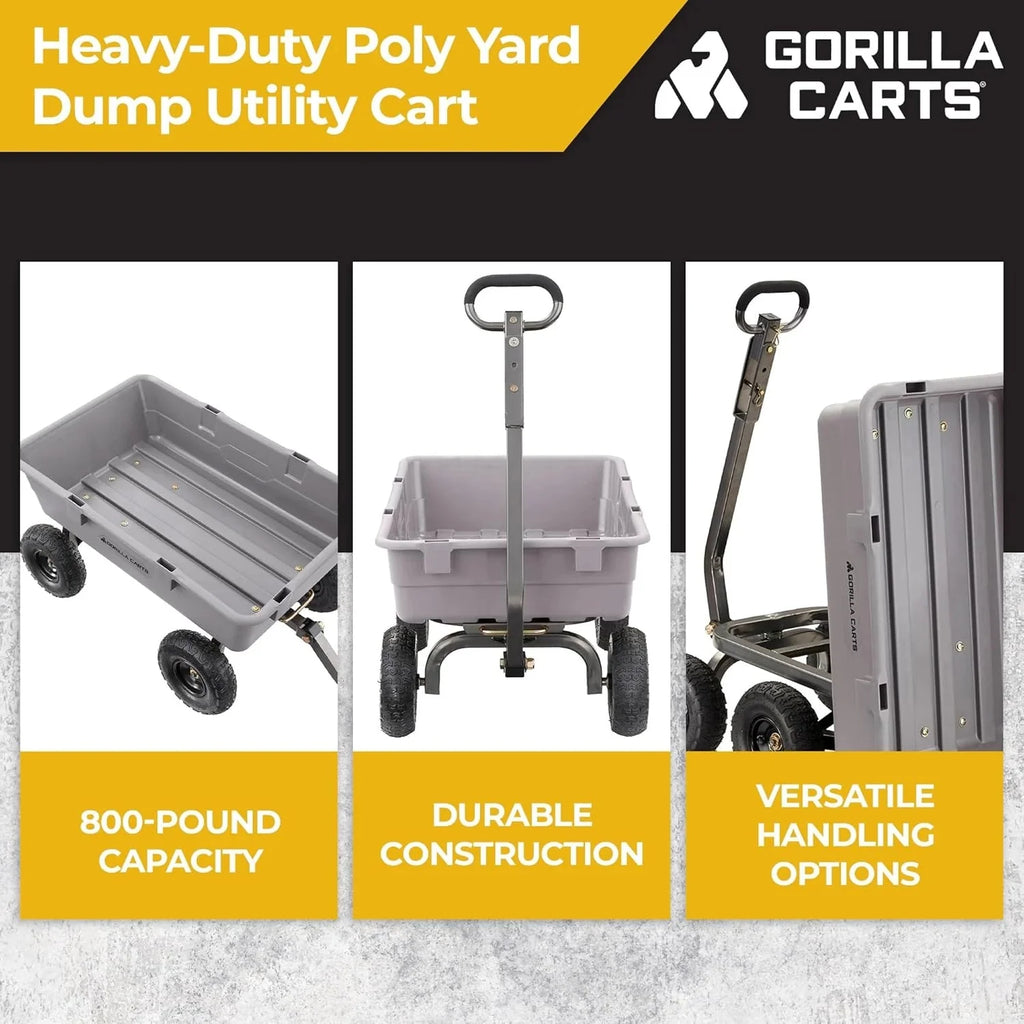 Gorilla Carts Utility Dump Wagon 6 Cubic Feet 1200 lb Capacity Black - GOR6PS