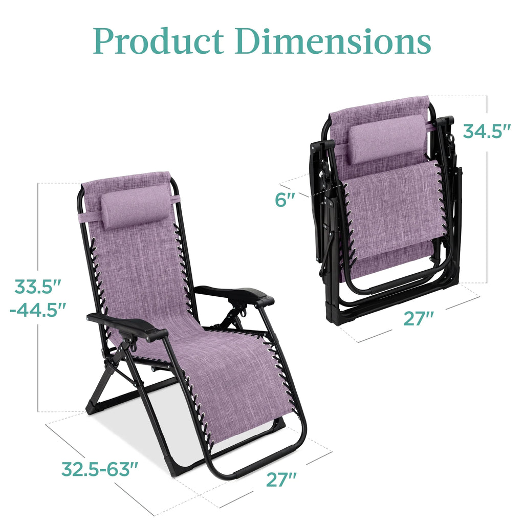 Best Choice Products Oversized Zero Gravity Folding Recliner With Removable Cushion And Side Tray - Fossil Gray