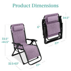 Best Choice Products Oversized Zero Gravity Folding Recliner With Removable Cushion And Side Tray - Fossil Gray