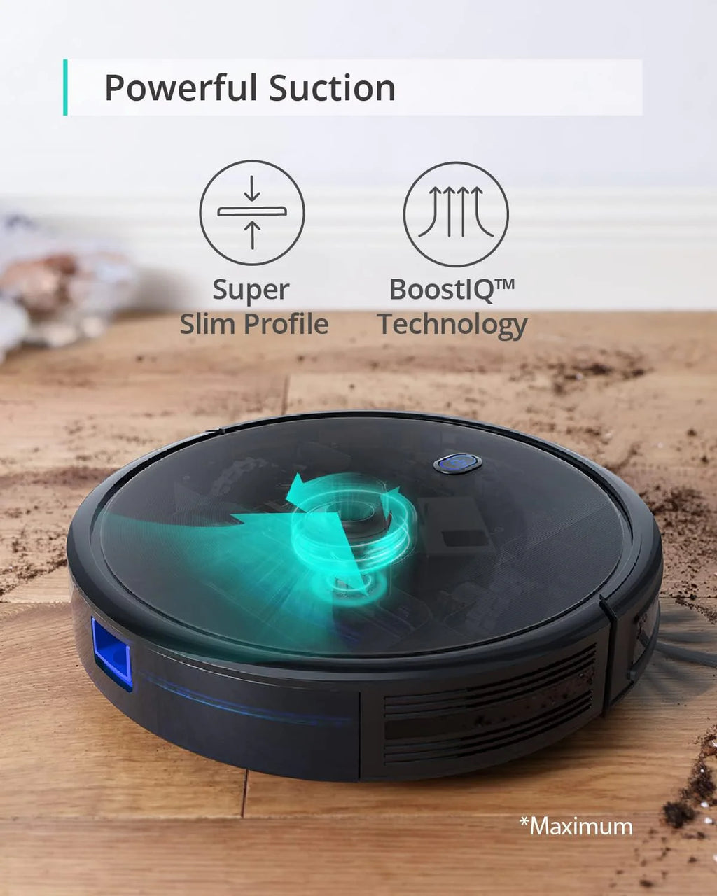 eufy Robot Vacuum, 5,000 Pa Suction, iPath Laser Navigation, Black, 12.8in x 13in x 4in - T2267111