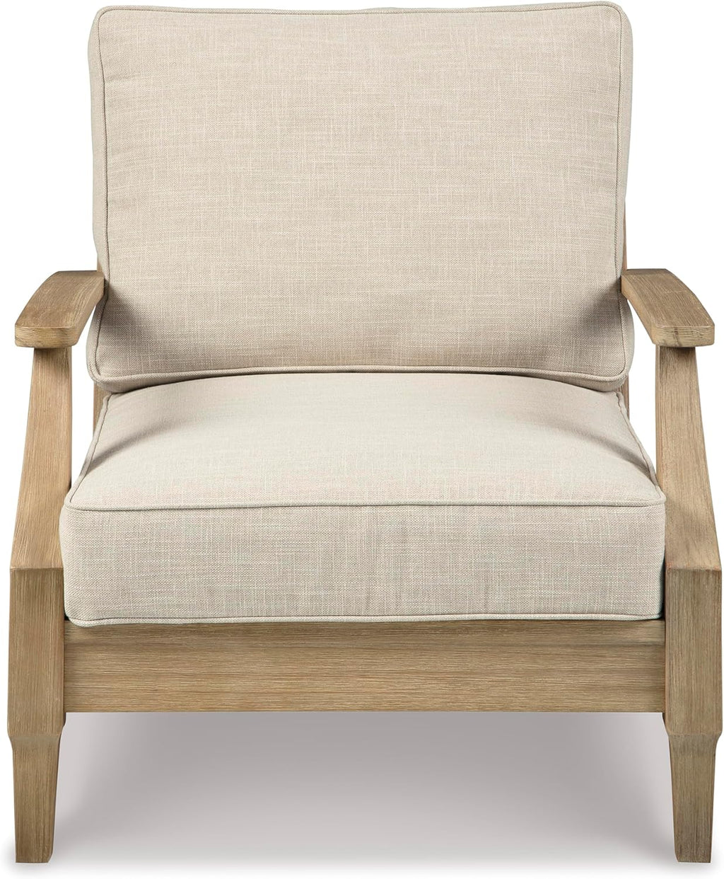 Signature Design by Ashley Clare View Outdoor Patio Eucalyptus Sofa With Cushions, Beige