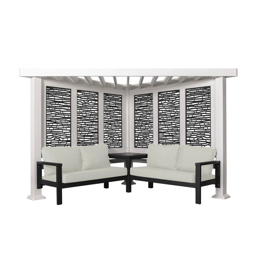 Backyard Discovery Galvanized Steel Corner Pergola With Seating, White, 12x8' - Ridgedale