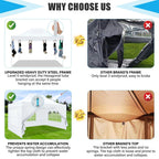 HOTEEL Heavy Duty Pop-Up Canopy Tent 10x15, 4 Sidewalls, Black