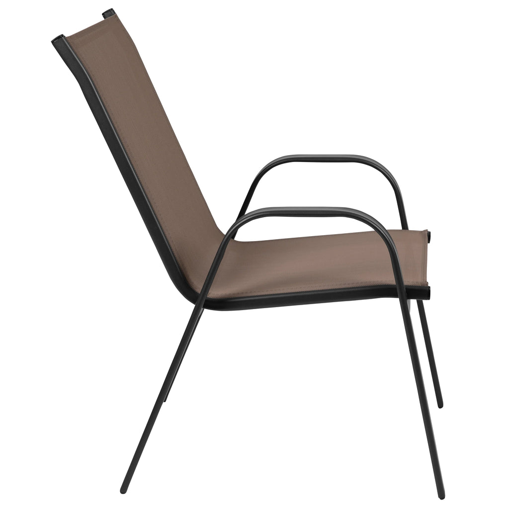 Emma + Oliver Outdoor Stack Chairs, Gray, 4 Pack, 21.25in W x 29in D x 36in H