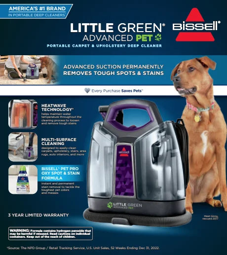 BISSELL Little Green ProHeat Advanced Pet Portable Deep Cleaner - 2513W