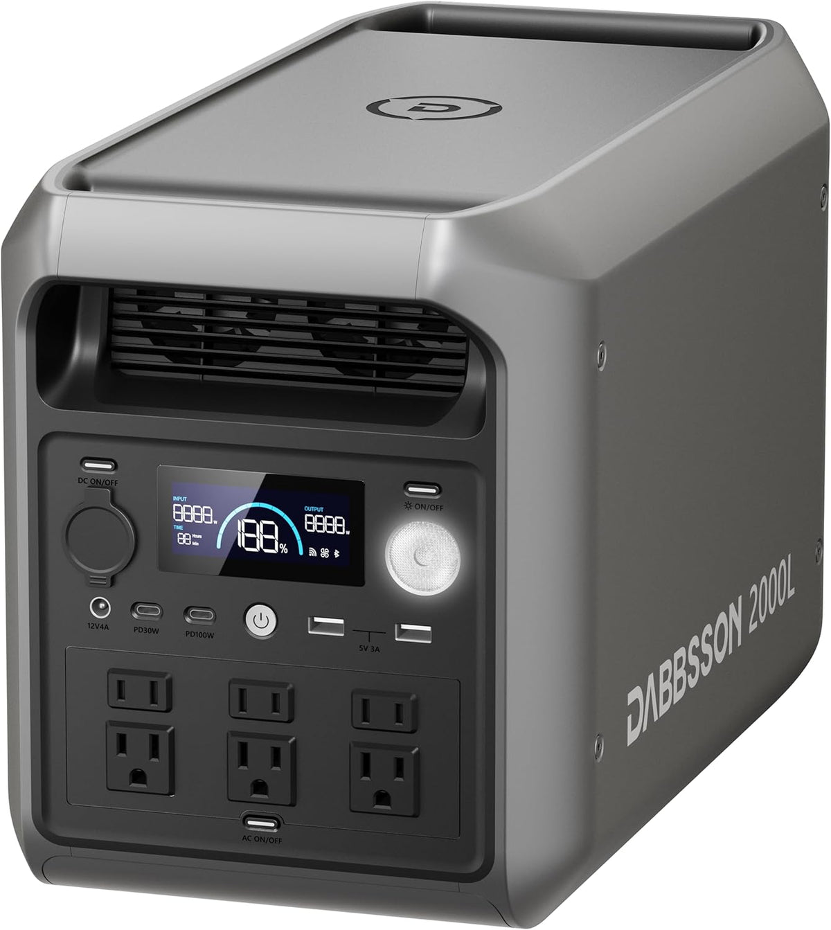 DABBSSON 2048Wh Portable Power Station, 2200W AC Output, 6 AC Outlets - 2000L