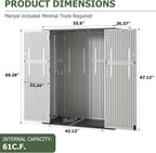 Aoxun Outdoor Storage Shed 61 Cu.Ft White Resin With Floor