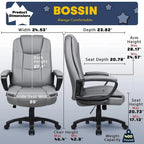 High-Back Ergonomic Leather Executive Office Chair, 400 lb Capacity