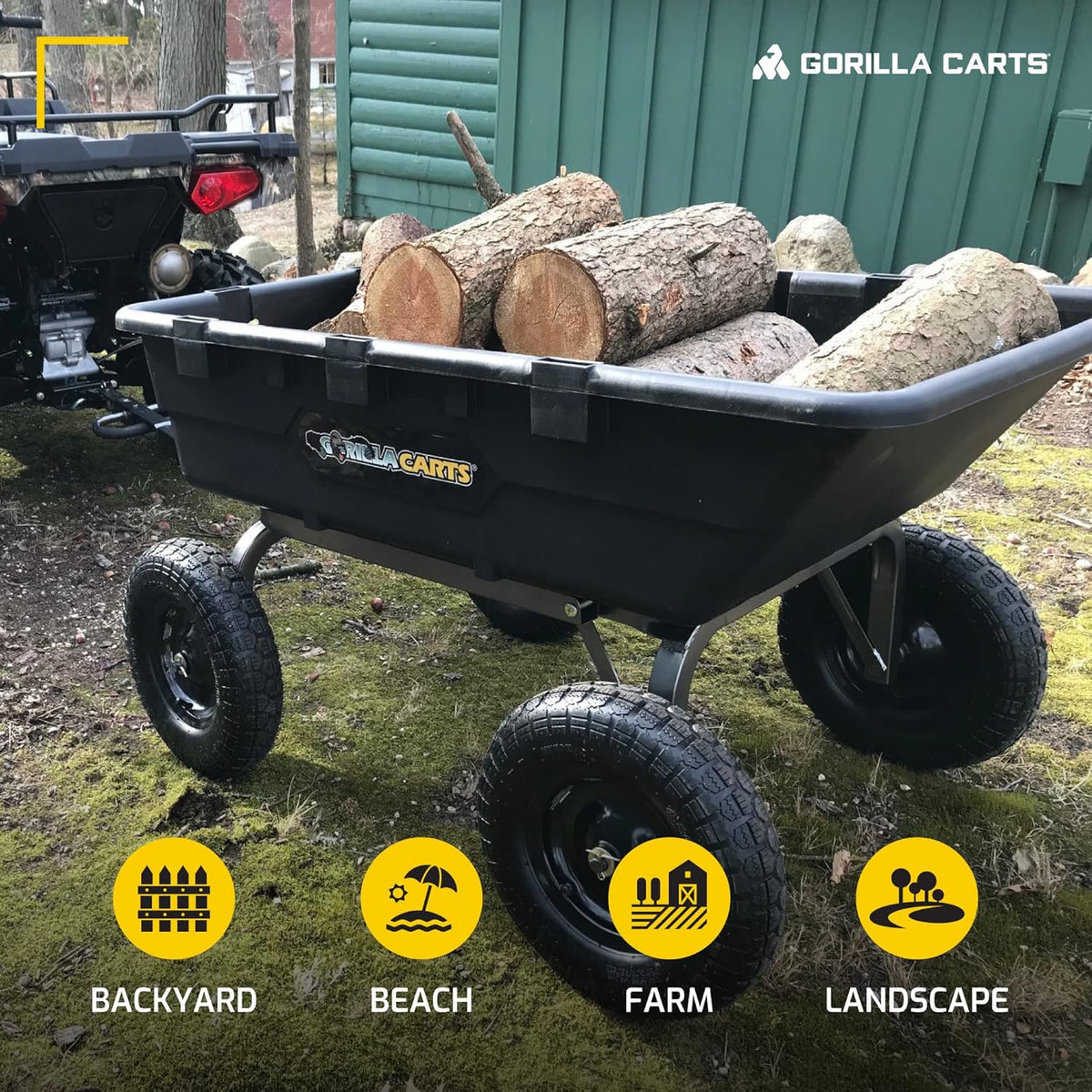 Gorilla Carts Utility Dump Wagon 6 Cubic Feet 1200 lb Capacity Black - GOR6PS