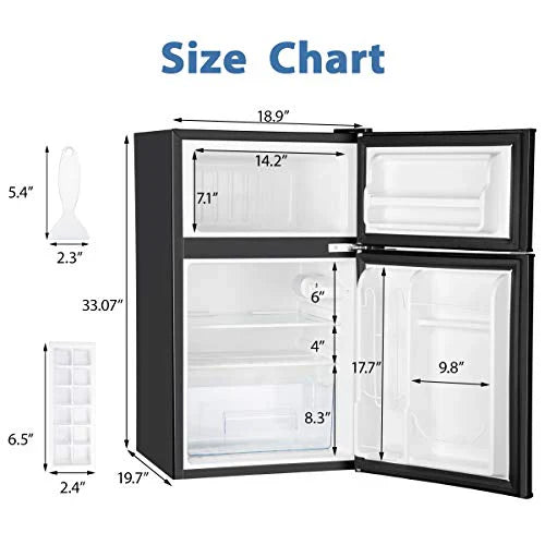 Euhomy Mini Refrigerator With Freezer, 3.2 Cu.Ft