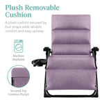 Best Choice Products Oversized Zero Gravity Folding Recliner With Removable Cushion And Side Tray - Fossil Gray
